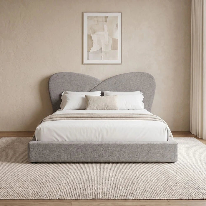 Petal 180x200 Upholstered King Bed - Grey - With 2-Year Warranty