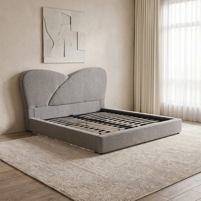 Petal 180x200 Upholstered King Bed - Grey - With 2-Year Warranty