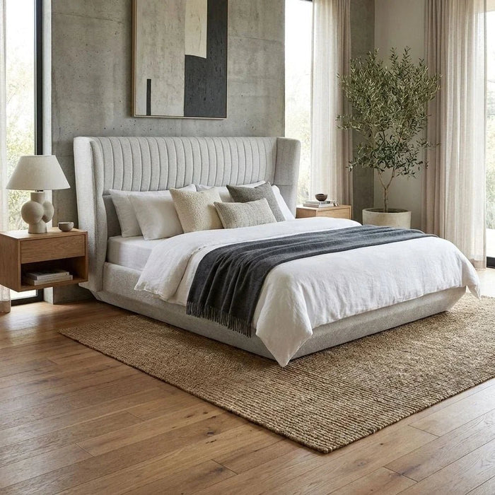 Terakkai 180x200 Upholstered King Bed - Beige - With 2-Year Warranty