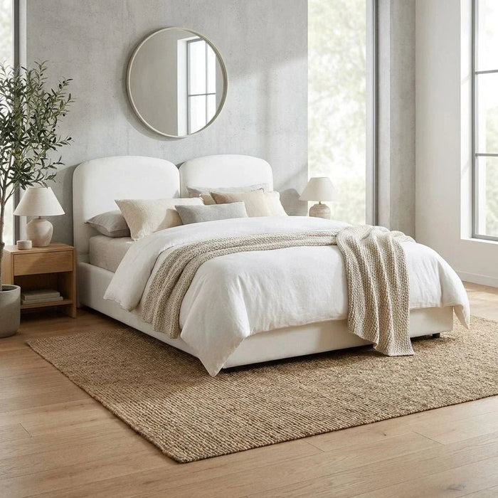 Reena 150x200 Upholstered Queen Bed - Beige - With 2-Year Warranty