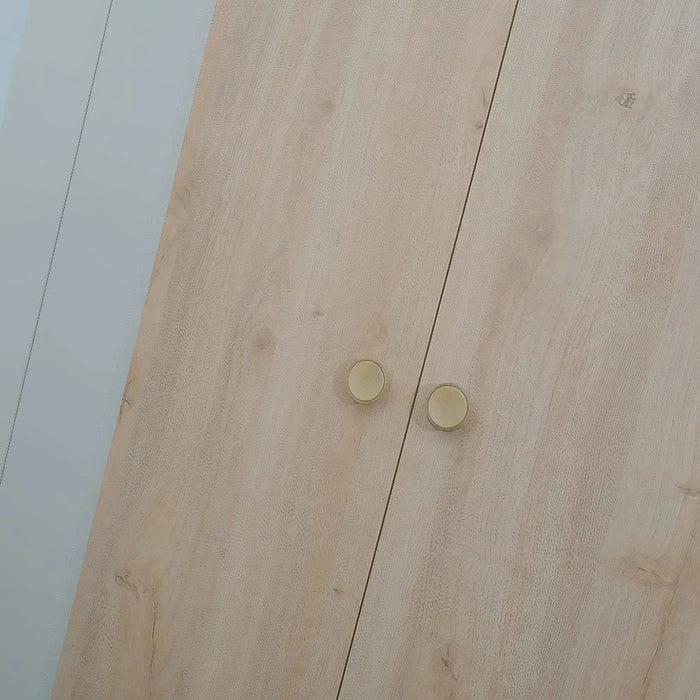 Reena 6 Door Wardrobe With 2 Mirror-Dark Biege/Natural