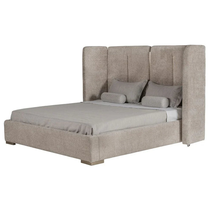 BraxtonÊ160x200 Upholstered Queen Bed with Hydraulic Storage & Foldable Headboard- Brown/Brass - With 2-Year Warranty