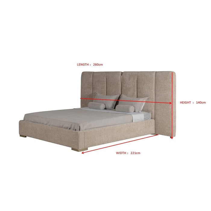 BraxtonÊ160x200 Upholstered Queen Bed with Hydraulic Storage & Foldable Headboard- Brown/Brass - With 2-Year Warranty