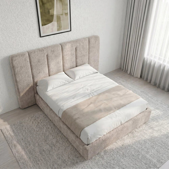 BraxtonÊ160x200 Upholstered Queen Bed with Hydraulic Storage & Foldable Headboard- Brown/Brass - With 2-Year Warranty