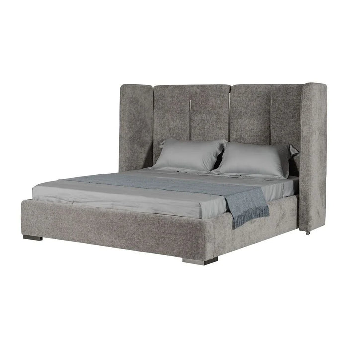 Braxton 160x200 Upholstered Queen Bed with Hydraulic Storage & Foldable Headboard -Grey/Titanium - With 2-Year Warranty