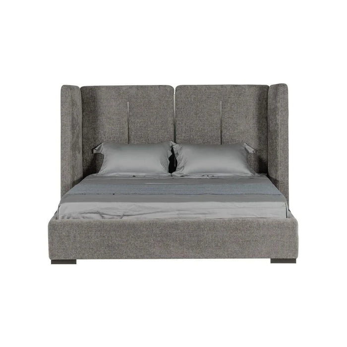 BraxtonÊ180x200 Upholstered King Bed With hydraulic Storage & Foldable Headboard- Grey/Titanium