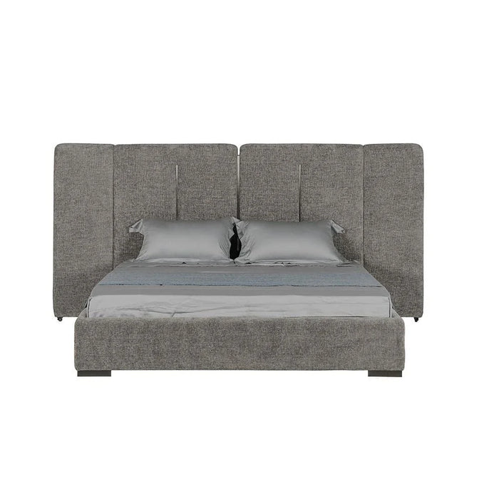 BraxtonÊ180x200 Upholstered King Bed With hydraulic Storage & Foldable Headboard- Grey/Titanium