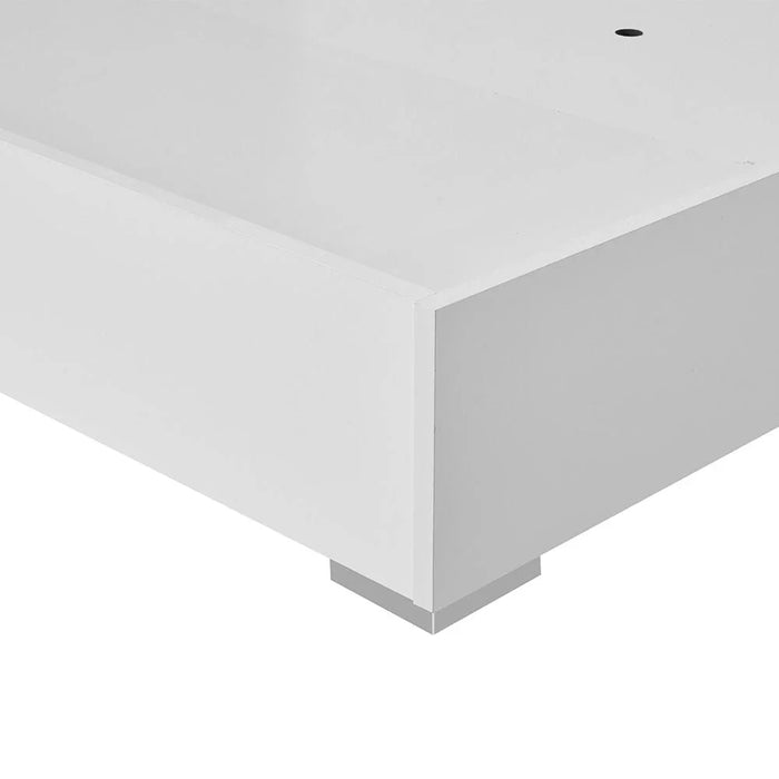 Sparkle 160x200 Queen Bed with Upholstered Headboard & LED - High Gloss White & Beige - With 2-Year Warranty