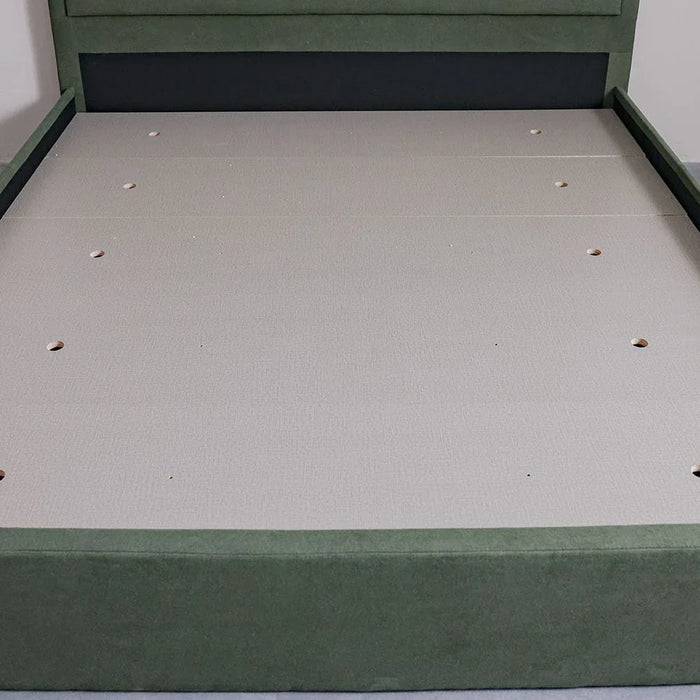 Olive 180x200 Upholstered King Bed-Olive Green