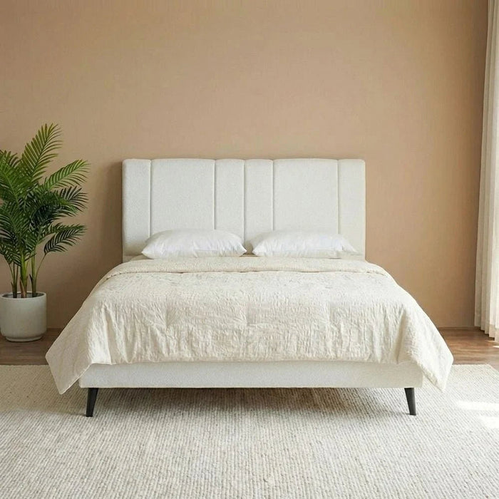 Amara 150X200 Upholstered Queen Bed - Oak/Beige