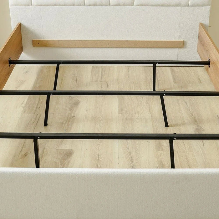 Amara 150X200 Upholstered Queen Bed - Oak/Beige
