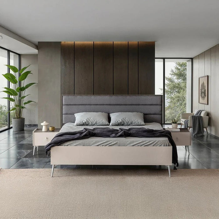 Gotham 150X200 Queen Bed With Upholstered Headboard - Grey