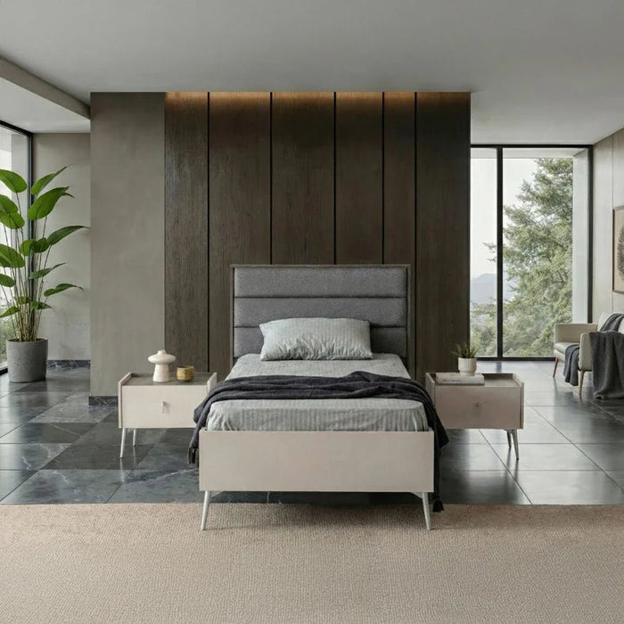 Gotham 120X200 Bed With Upholstered Headboard - Grey