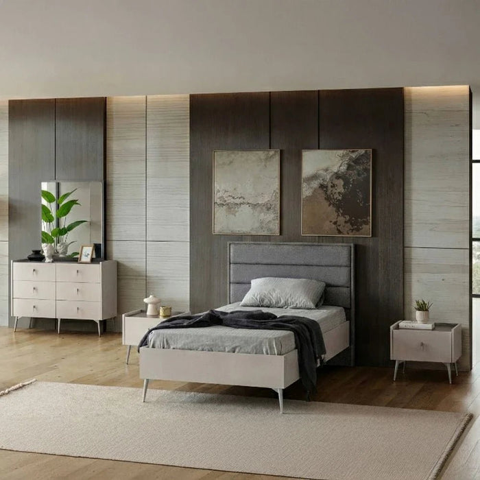 Gotham 120X200 Bed With Upholstered Headboard - Grey
