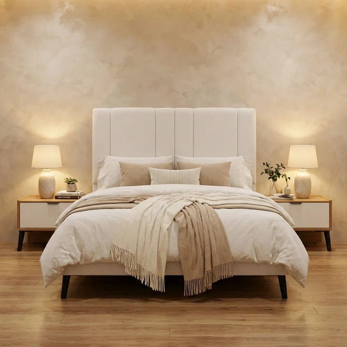 Amara 120X200 Upholstered  Bed - Oak/Beige