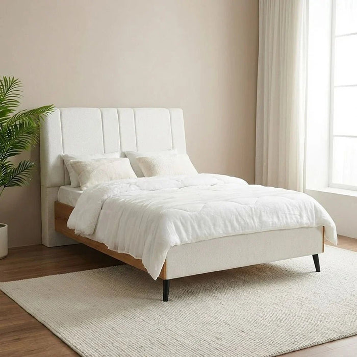 Amara 120X200 Upholstered  Bed - Oak/Beige