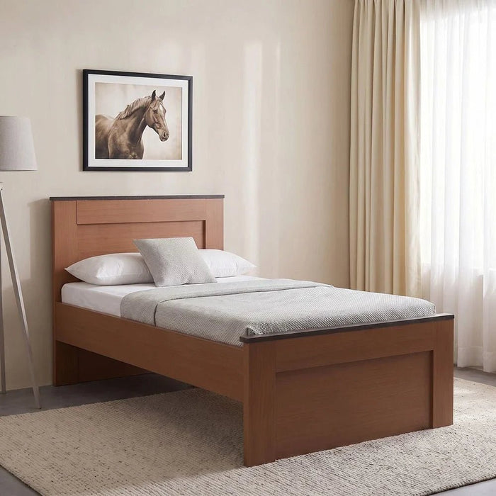 Pera 120 X 200 Single Bed - Walnut/Black Marble