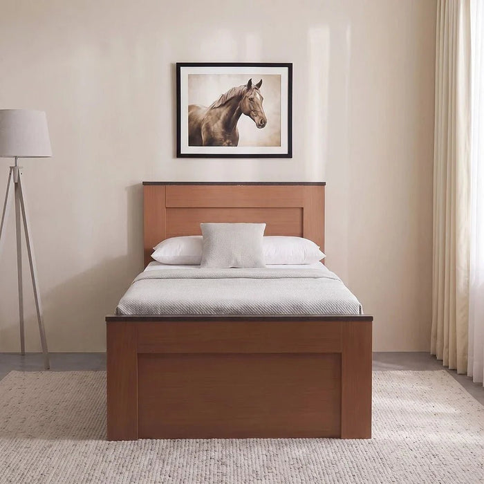 Pera 120 X 200 Single Bed - Walnut/Black Marble