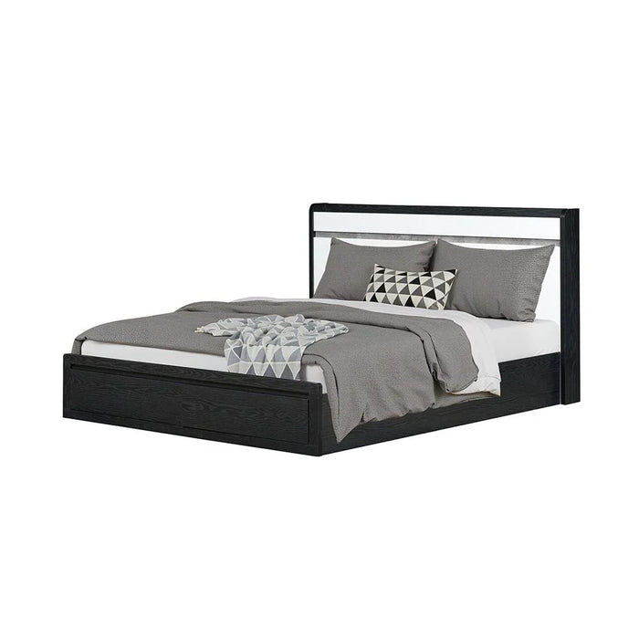Diamond 180X200 King Bed With 2 Front Drawer Storage-Black+Gloss White