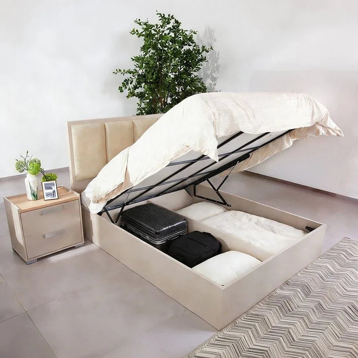 Cardano 150 x 200 Queen Bed with Hydraulic Underbed Storage Ð Beige