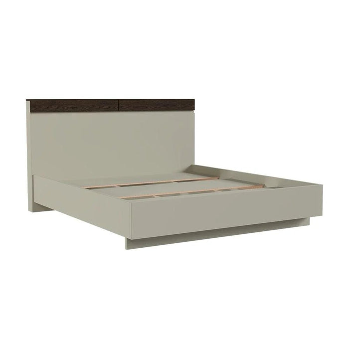 Bellano 160x200 Queen Bed With Headboard Storage - Taupe/Wenge