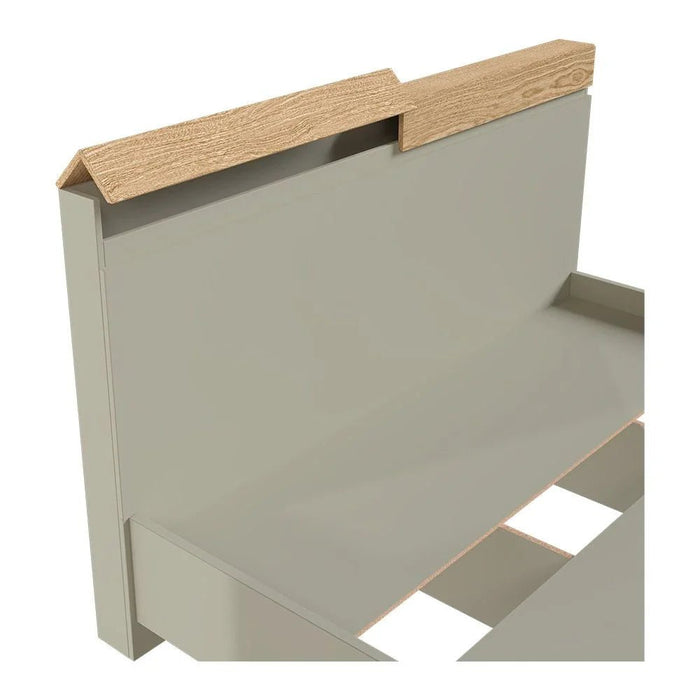 Bellano 160x200 Queen Bed With Headboard Storage - Taupe/Oak