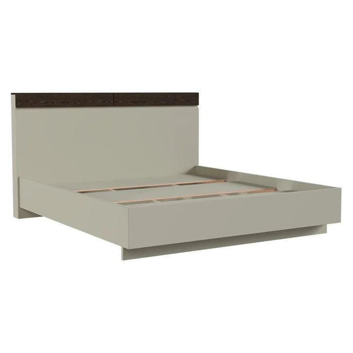 Bellano 180x200 King Bed With Headboard Storage - Taupe/Wenge