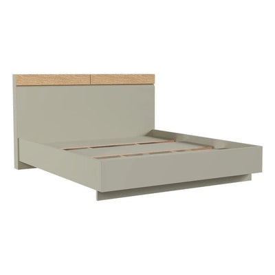 Bellano 180x200 King Bed With Headboard Storage - Taupe/Oak