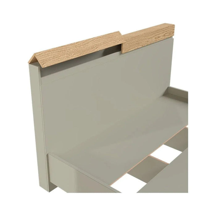 Bellano 180x200 King Bed With Headboard Storage - Taupe/Oak