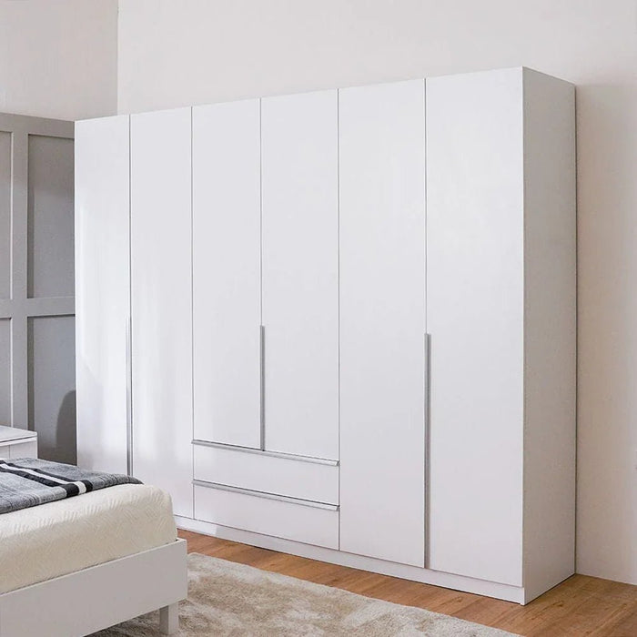 Brooklyn 6-Door Wardrobe - White - With 2-Year Warranty