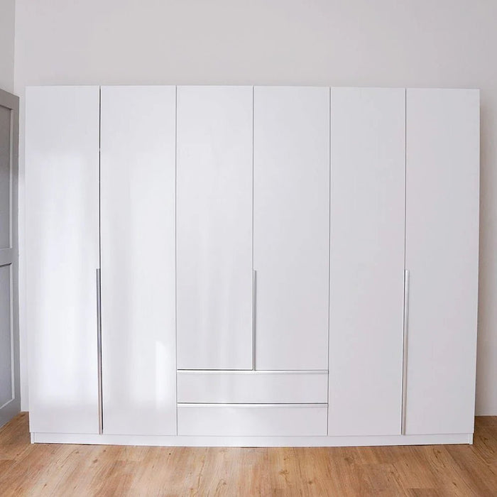 Brooklyn 6-Door Wardrobe - White - With 2-Year Warranty