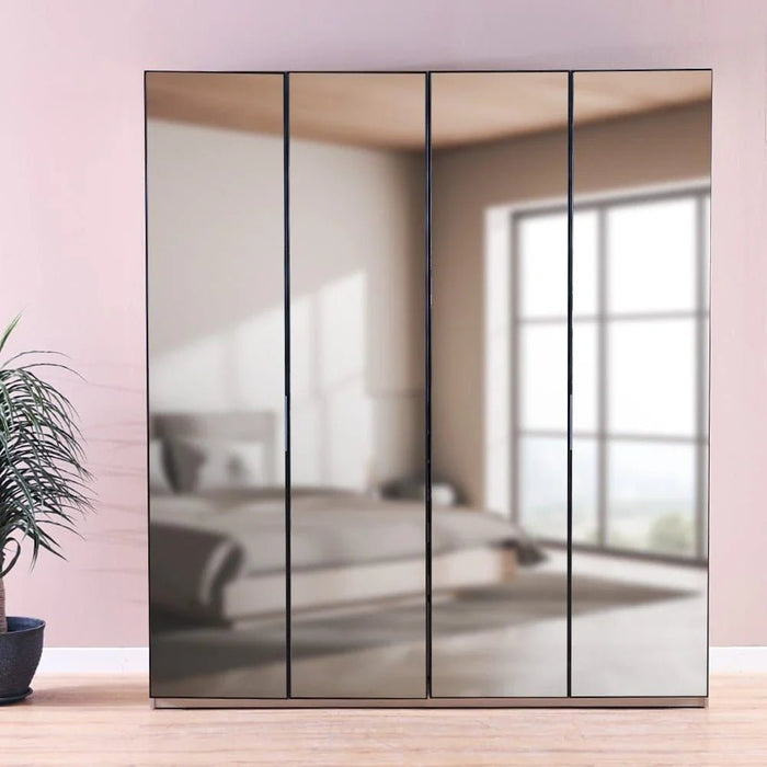 Defne 2-Meter Wardrobe-Cream/Black-With 5-Year Warranty
