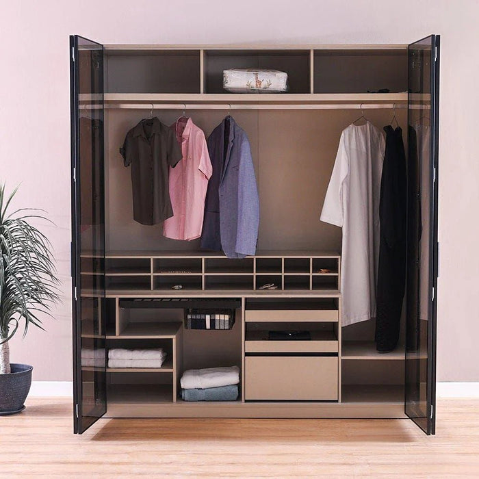 Defne 2-Meter Wardrobe-Cream/Black-With 5-Year Warranty