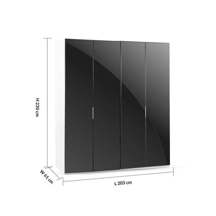 Defne 2-Meter Wardrobe-Cream/Black-With 5-Year Warranty