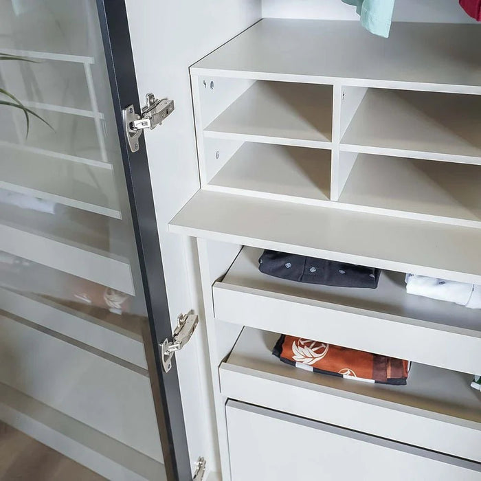 Defne 1-Meter Wardrobe - Cream/Black - With 5-Year Warranty