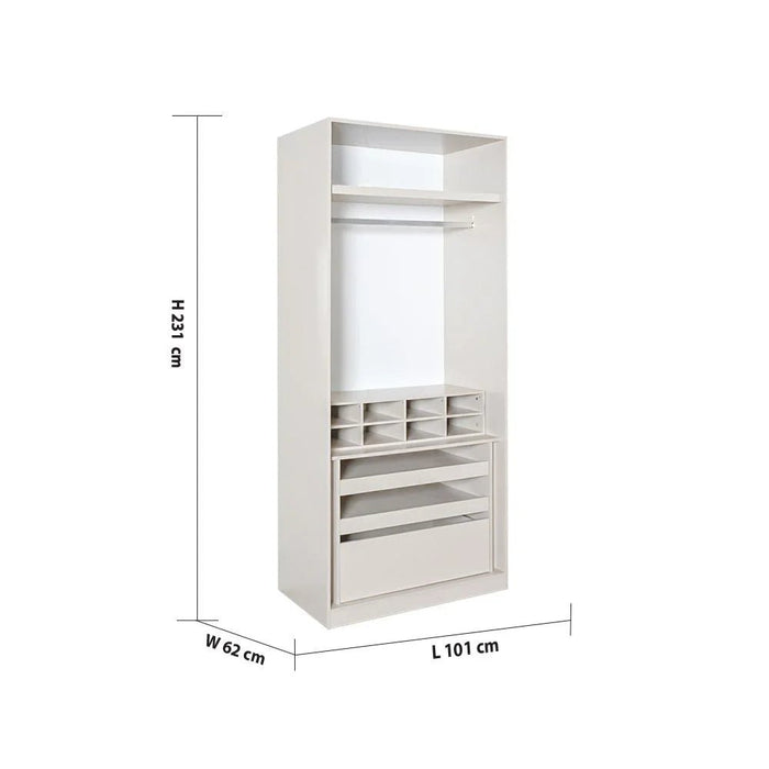 Defne 1-Meter Wardrobe - Cream/Black - With 5-Year Warranty