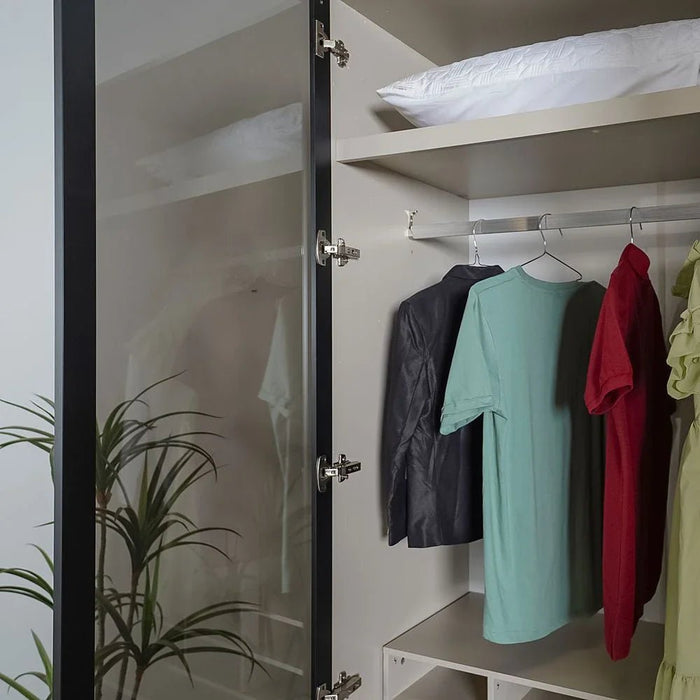 Defne 1-Meter Wardrobe - Cream/Black - With 5-Year Warranty