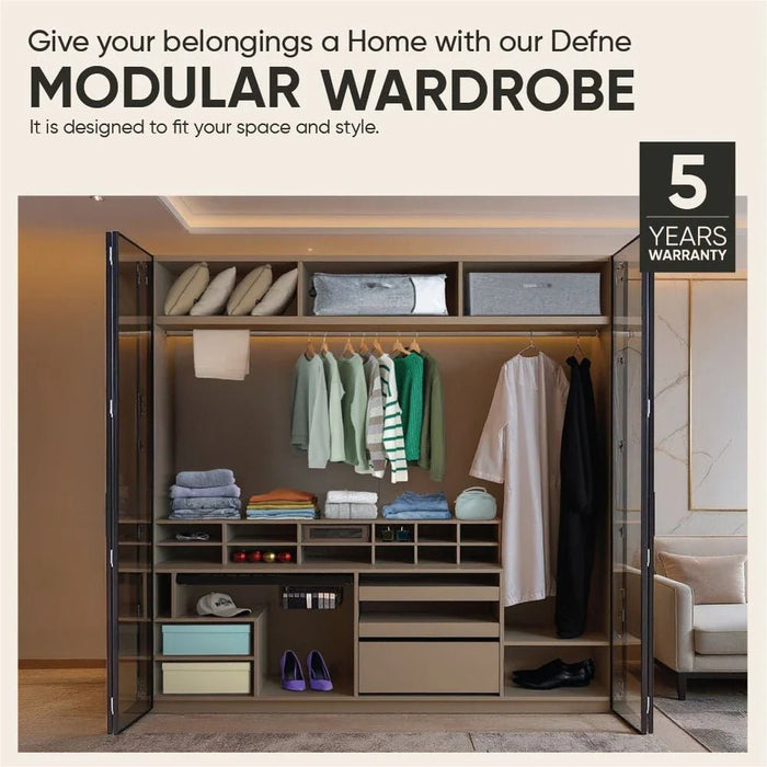 Defne Corner Wardrobe-Cream/Black-With 5-Year Warranty