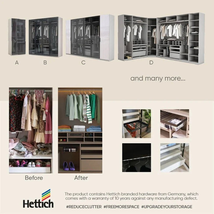 Defne Corner Wardrobe-Cream/Black-With 5-Year Warranty