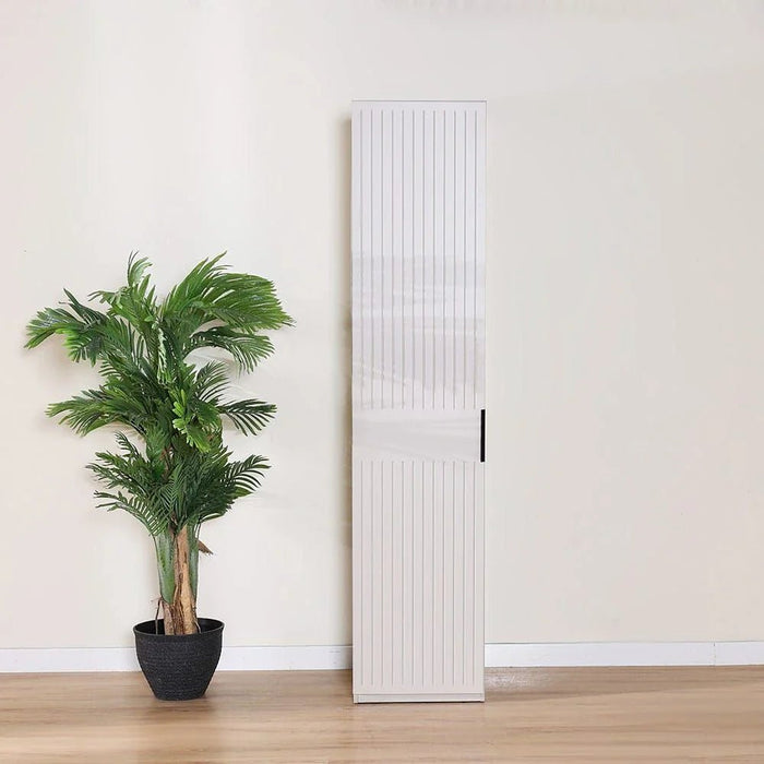 Defne Left-Door Wardrobe-Cream/Black-With 5-Year Warranty