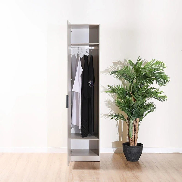 Defne Left-Door Wardrobe-Cream/Black-With 5-Year Warranty