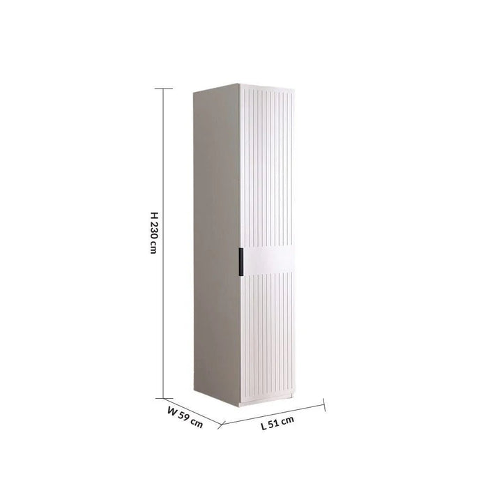 Defne Left-Door Wardrobe-Cream/Black-With 5-Year Warranty