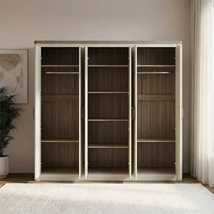 Olivos 6-Door Wardrobe-Ash Grey/Oak-With 2-Year Warranty