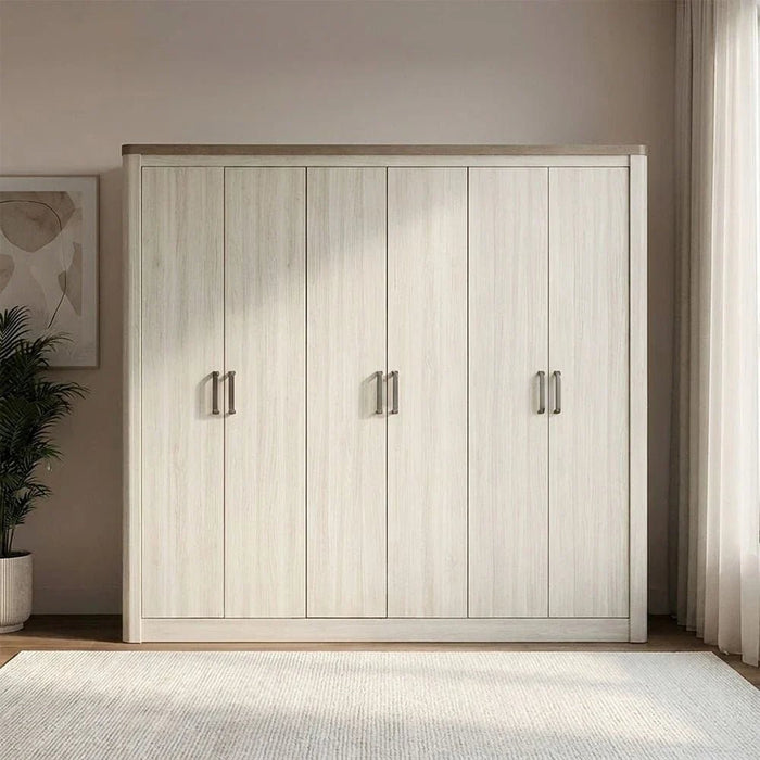 Olivos 6-Door Wardrobe-Ash Grey/Oak-With 2-Year Warranty