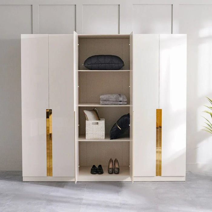 New Poliana 6-Door Wardrobe-Beige-With 2-Year Warranty