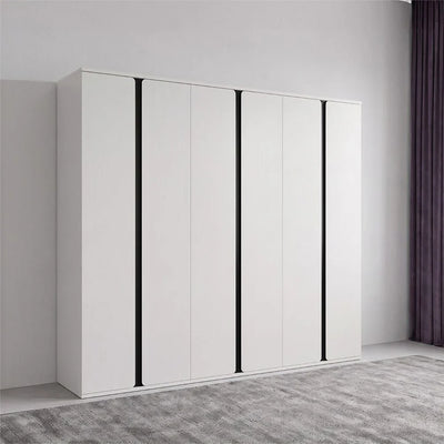 Palomeze 6-Door Wardrobe-White/Black-With 2-Year Warranty