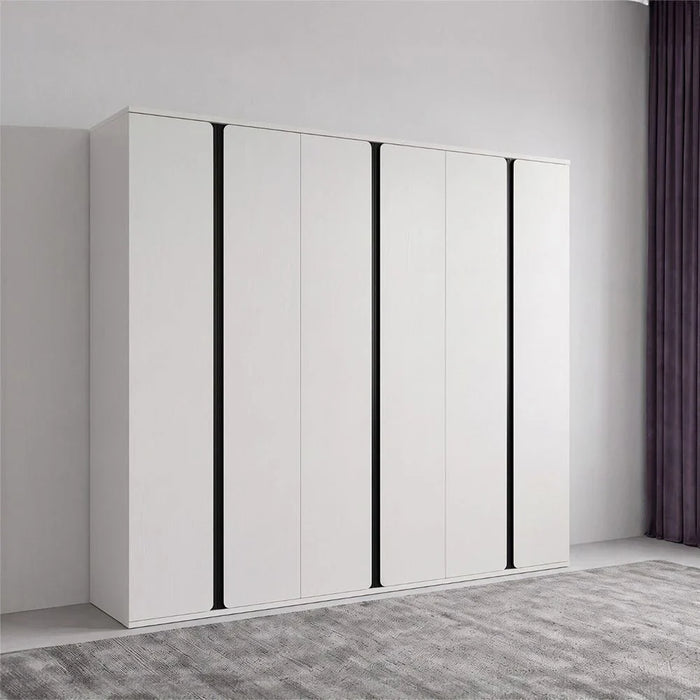 Palomeze 6-Door Wardrobe-White/Black-With 2-Year Warranty