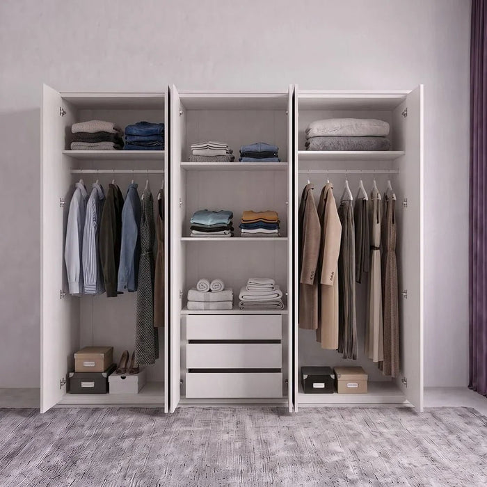 Palomeze 6-Door Wardrobe-White/Black-With 2-Year Warranty