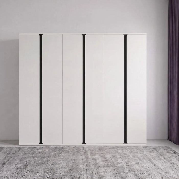 Palomeze 6-Door Wardrobe-White/Black-With 2-Year Warranty