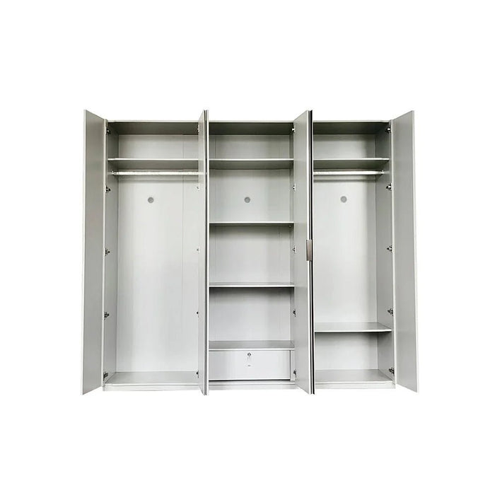 Santelmo 6-Door Wardrobe with Mirror-High Gloss Light Grey-With 2-Year Warranty